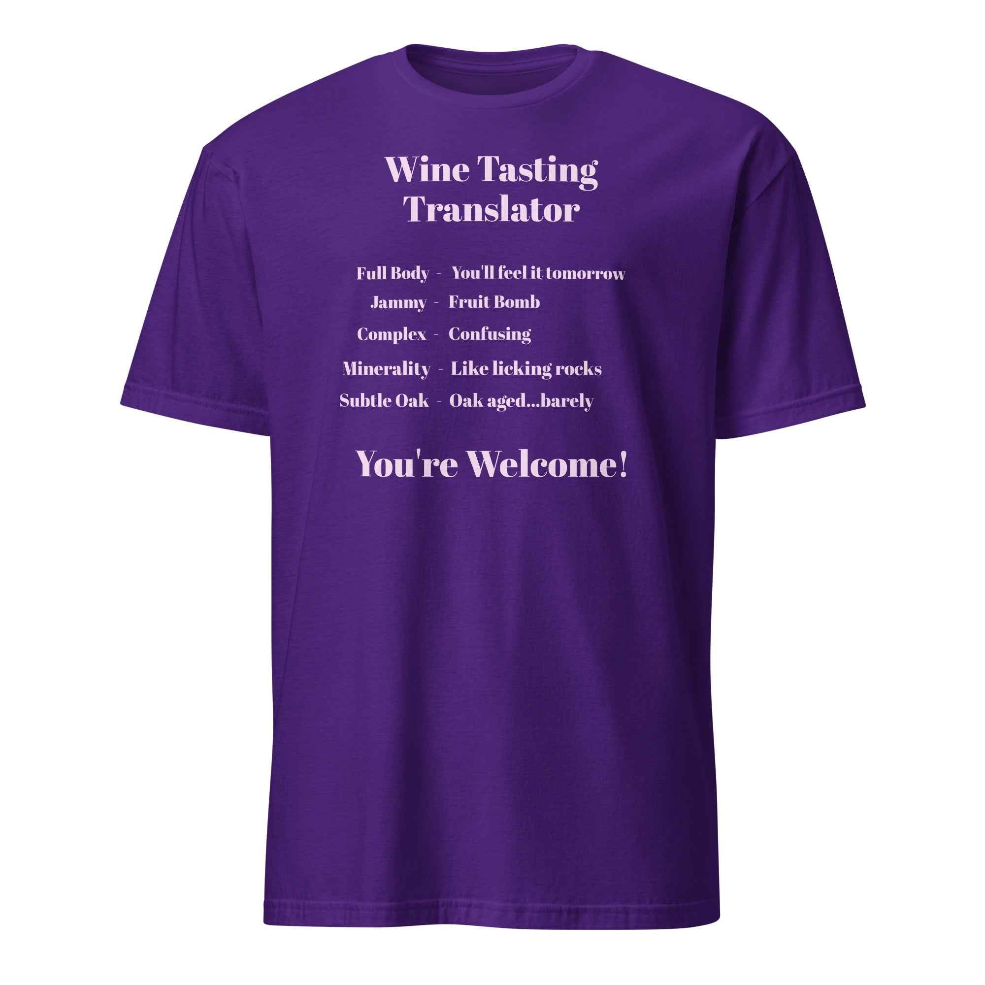 T-shirt design featuring the phrase “Wine Me Up! Ain’t gonna fill itself!” over a wine barrel graphic. A humorous take on wine enthusiasm and cheeky indulgence.