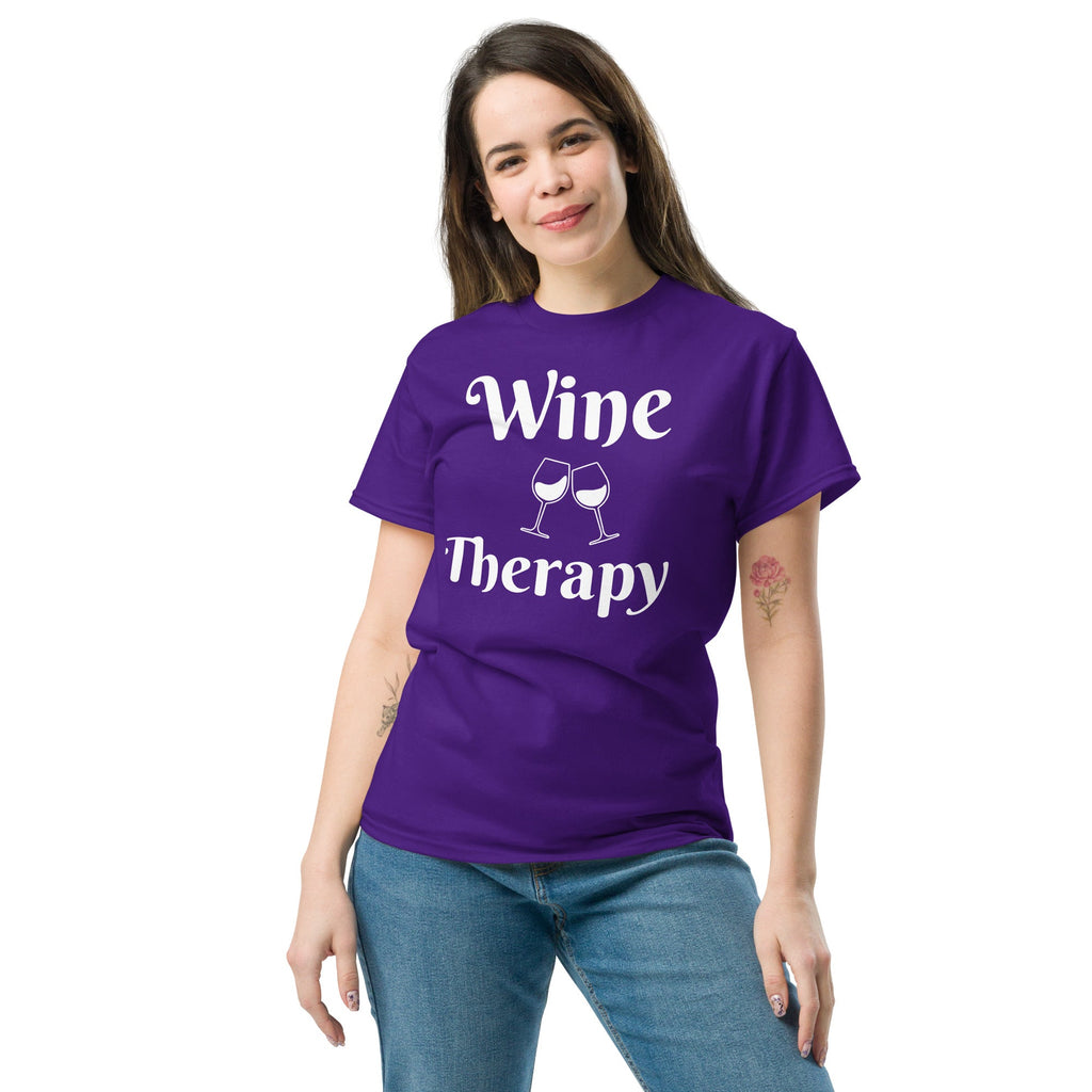 Wine Therapy Tee - Unisex Therapy Shirt - Wine Helps Shirt - Bag & Bard