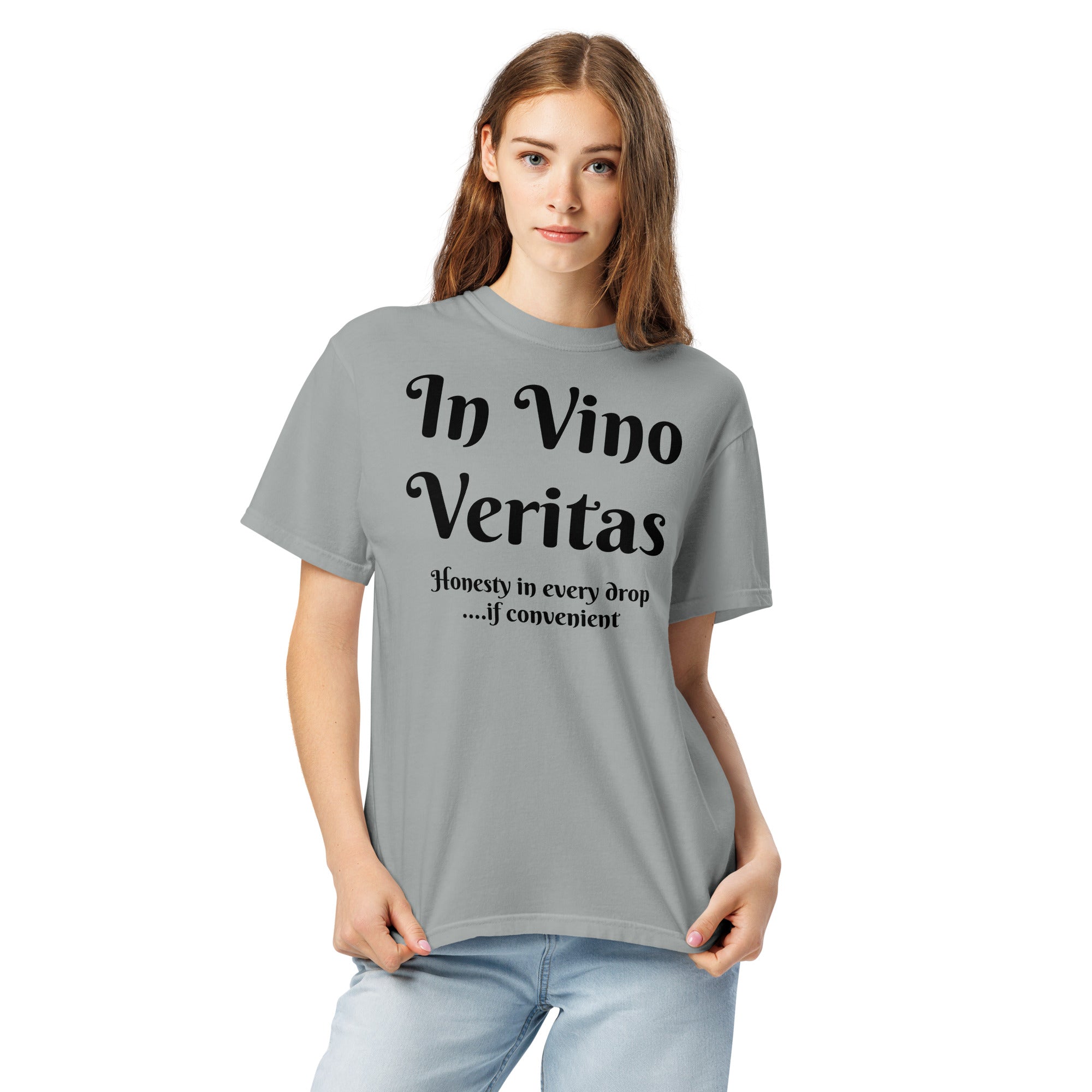 Bag & Bard tee featuring wine-themed truth quote in gothic font—perfect for rebels and romantics.”
