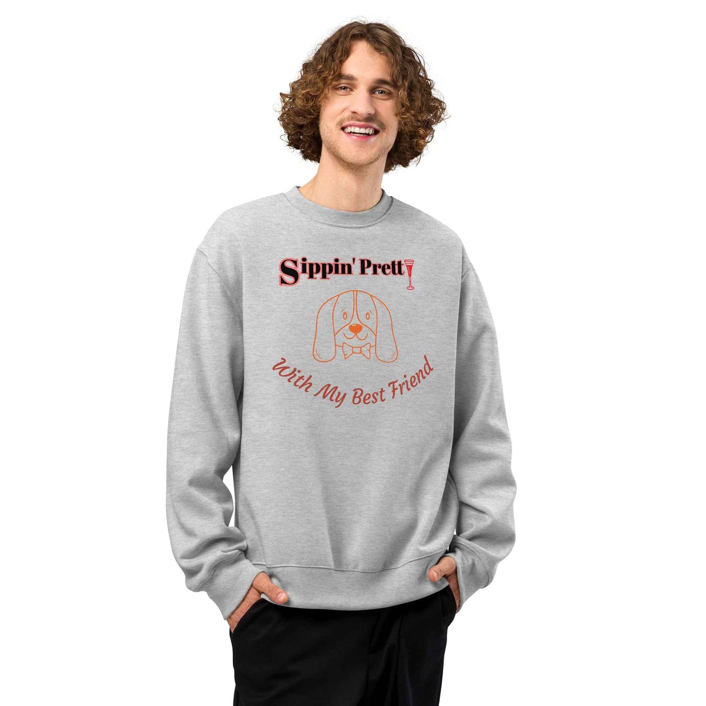 Bag & Bard heritage tee with the phrase ‘Sippin’ Pretty…With My Best Friend’—a soft cotton shirt celebrating wine rituals and loyal companionship, perfect for dog lovers and vineyard dreamers.
