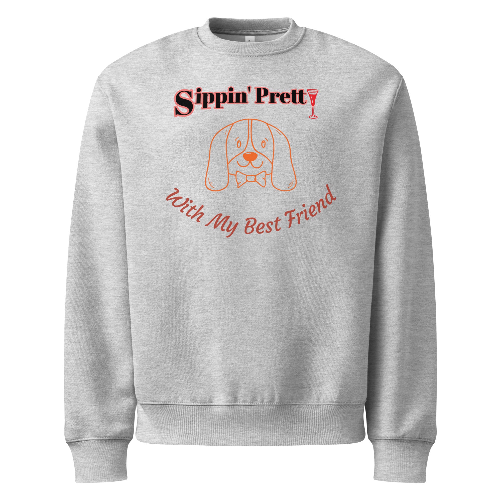 Bag & Bard heritage tee with the phrase ‘Sippin’ Pretty…With My Best Friend’—a soft cotton shirt celebrating wine rituals and loyal companionship, perfect for dog lovers and vineyard dreamers.